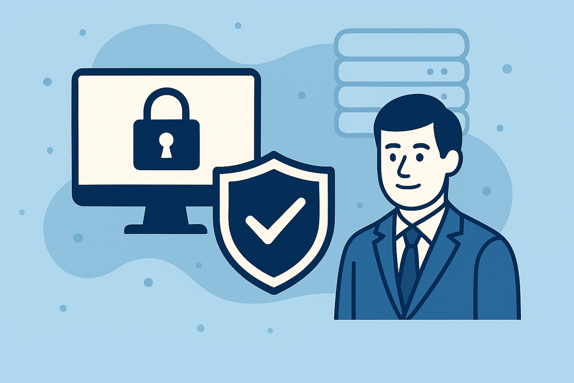 Icono de candado sobre laptop representando privacidad